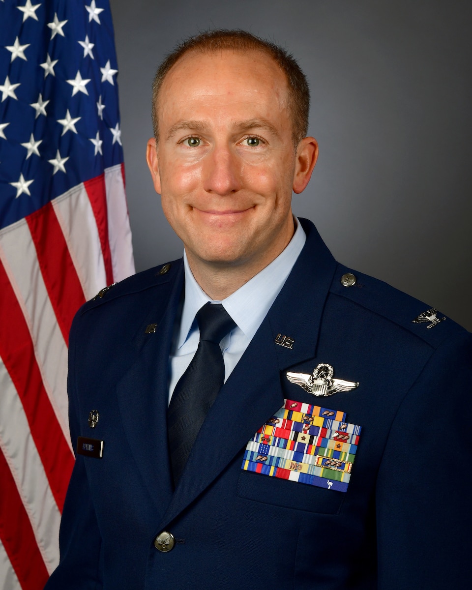 U.S. Air Force Col. Taylor Blevins, 169th Operations Group commander, South Carolina Air National Guard, poses for a photo at McEntire Joint National Guard Base, South Carolina, March 12, 2026. (U.S Air National Guard photo by Master Sgt. Megan Floyd)