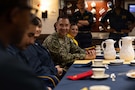 U.S. Navy Admiral Brad Cooper, commander of U.S. Central Command, speaks with crew members assigned to Arleigh Burke-class guided-missile destroyer USS Milius (DDG 69) during an open forum discussion. Cooper interacted with Sailors, recognized the ship's top performers and provided words of encouragement during a 1MC announcement. Milius is deployed to the U.S. 5th Fleet area of operation to support maritime security and stability in the Middle East. (U.S. Navy photo by Senior Chief Mass Communication Specialist Amanda Dunford)