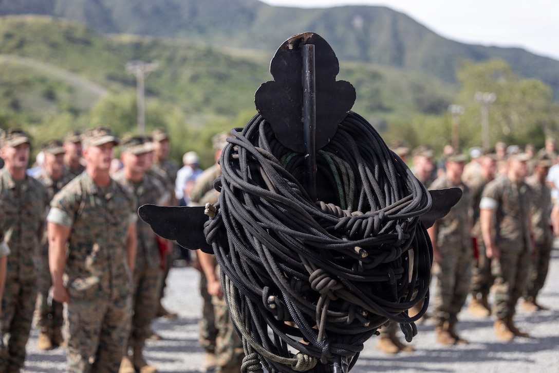 U.S. Marines and Sailors participate in the graduation ceremony for Basic Reconnaissance Course 2-26 with Reconnaissance Training Company, at Marine Corps Base Camp Pendleton, Calif., April 3, 2026. Employed as an element of the Marine Air-Ground Task Force, Reconnaissance Marines operate in specialized teams to provide timely information to the supported commander to shape and influence the battlefield. (U.S. Marine Corps photo by Lance Cpl. Caitlyn Watts)