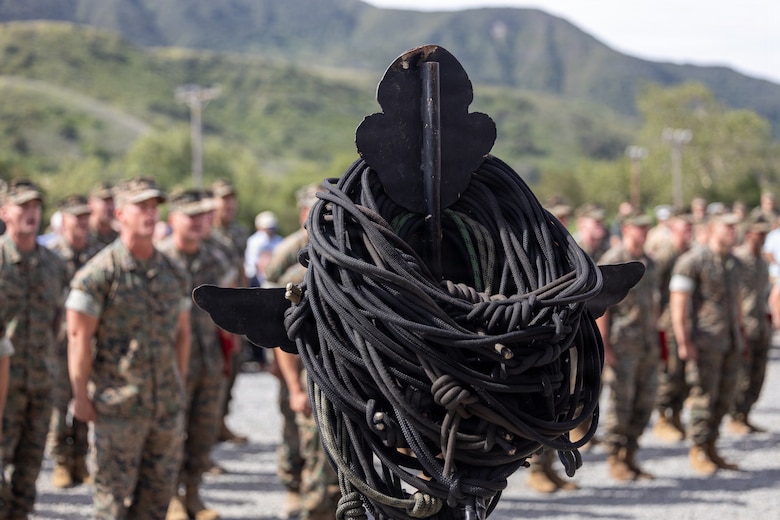 U.S. Marines and Sailors participate in the graduation ceremony for Basic Reconnaissance Course 2-26 with Reconnaissance Training Company, at Marine Corps Base Camp Pendleton, Calif., April 3, 2026. Employed as an element of the Marine Air-Ground Task Force, Reconnaissance Marines operate in specialized teams to provide timely information to the supported commander to shape and influence the battlefield. (U.S. Marine Corps photo by Lance Cpl. Caitlyn Watts)