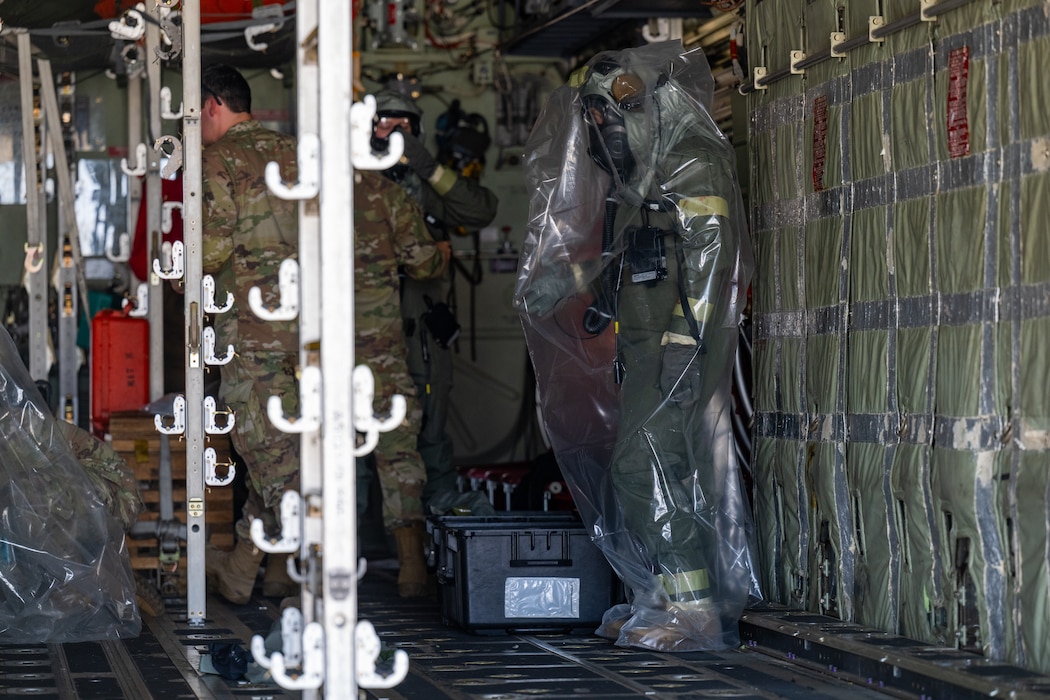 Man stands in an aircraft.