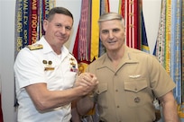 General Christopher J. Mahoney, Vice Chairman of the Joint Chiefs of Staff, met with Vice Admiral Mark Hammond, Australian Chief of Navy, at the Pentagon, 1 May 2026. The leaders discussed the enduring strength of the U.S.-Australia alliance, which for more than 70 years has advanced shared security interests and regional stability in the Indo-Pacific. They emphasized the importance of the alliance—anchored in the ANZUS Treaty—in enhancing deterrence, accelerating defense innovation, and ensuring interoperability across domains.