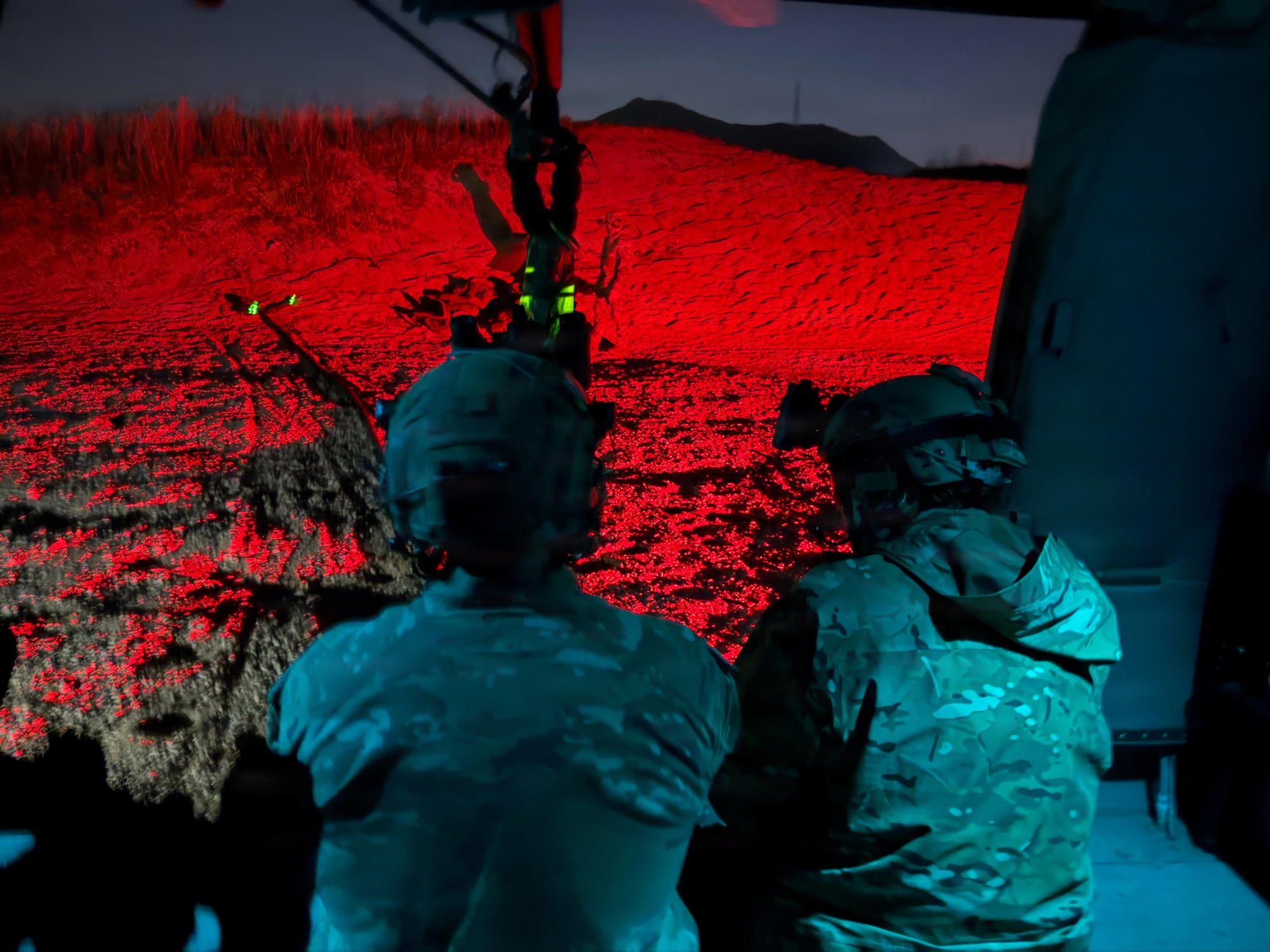 U.S. Air Force Tactical Air Control Party operators assigned to the 604th Air Support Operations Squadron sit in a UH-60 Black Hawk at Sobaeksan National Park, Republic of Korea, April 21, 2026. TACP operators were tasked with finding critical targets during exercise Freedom Flag 26-1 to enable dynamic targeting for the 607th Air Operations Center. FF 26-1 is a combined exercise between U.S. and Republic of Korea air forces on the Korean peninsula designed to enhance readiness through realistic, complex training scenarios.  (U.S. Air Force photo by Capt. Nicholas Lawson)