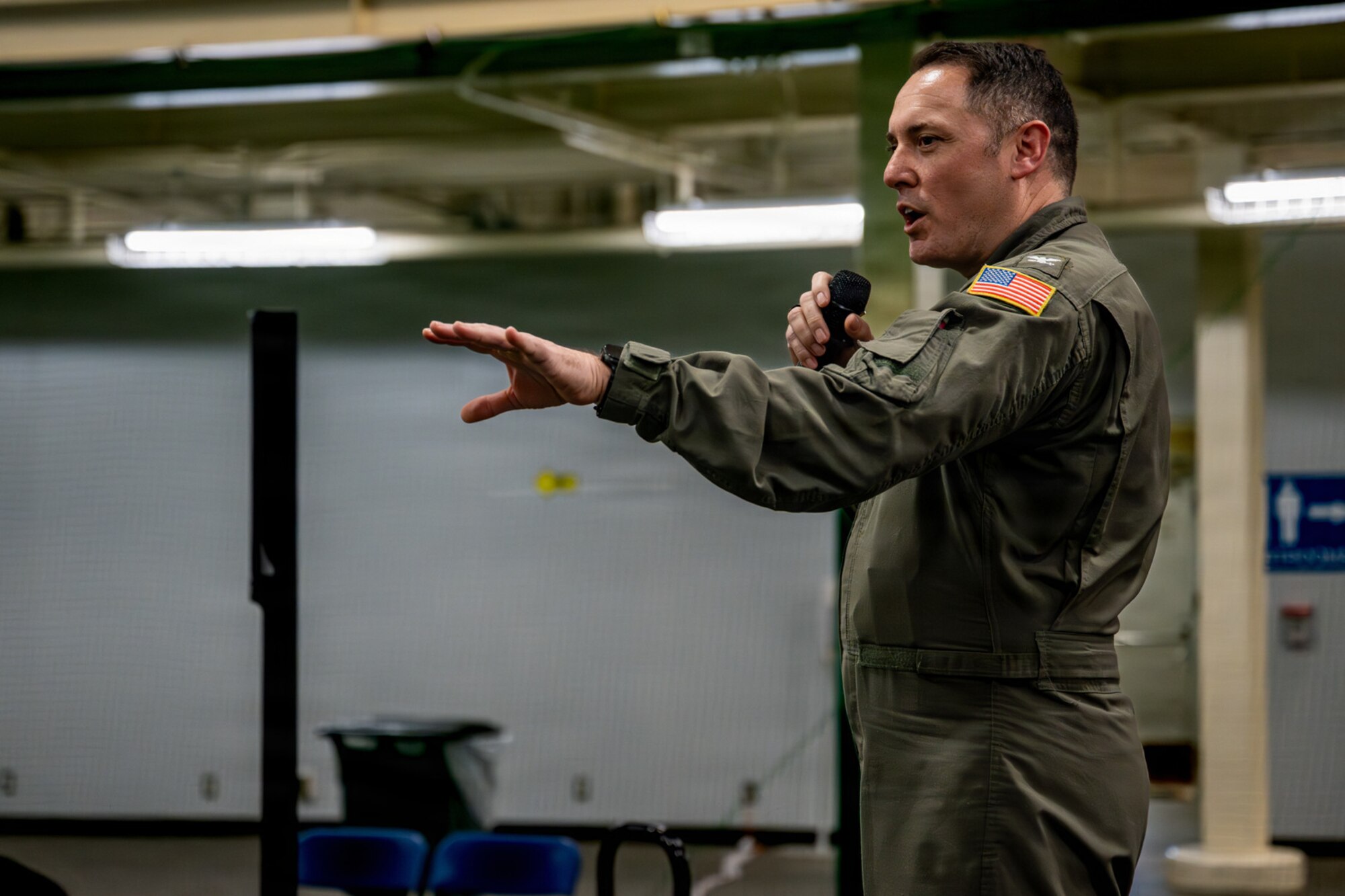 U.S. Navy Capt. Jeremy Lyon, Naval Air Facility Misawa commanding officer, delivers opening remarks during Purple Palooza at Misawa Air Base, Japan, April 30, 2026.