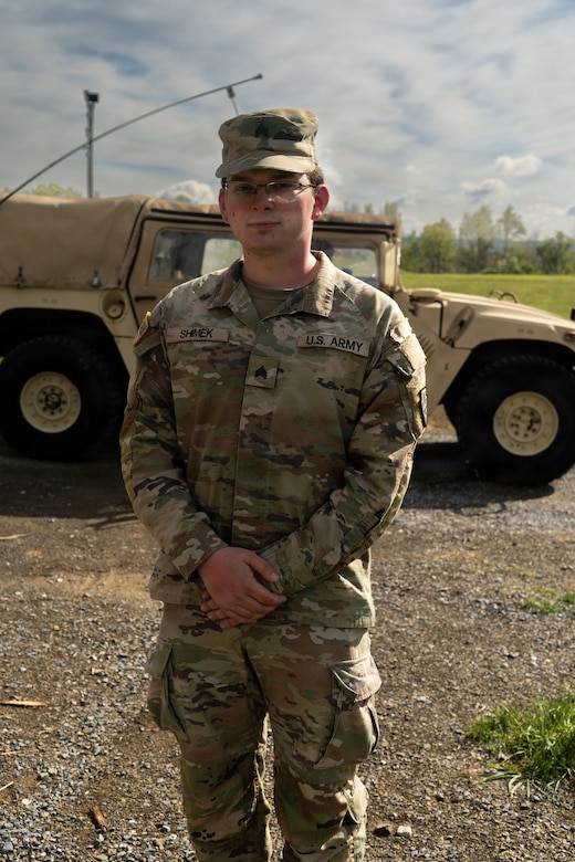 U.S. Army Sgt. David Shimek, a human resources specialist with the 213th Personnel Company, 228th Motor Transportation Battalion, 213th Regional Support Group, Pennsylvania Army National Guard, stands for a portrait at the firing range during annual rifle marksmanship qualification at Fort Indiantown Gap, Pennsylvania, May 2, 2026. U.S. Soldiers with the 228th MTB qualified on the M4 carbine, demonstrating their ability to effectively operate their weapons and successfully complete their missions. (U.S. Army National Guard photo by Sgt. Tristan Murry)