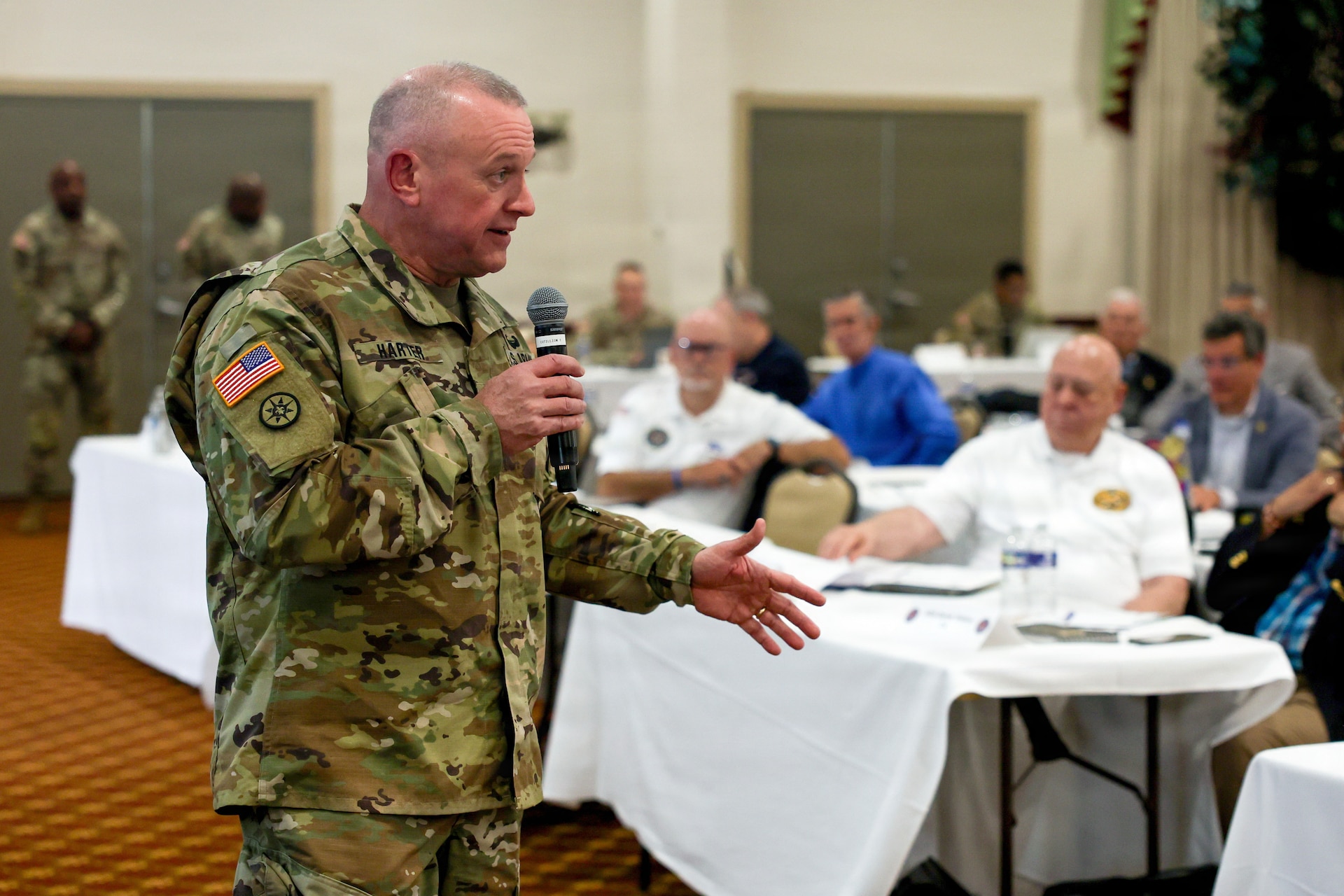 Lt. Gen. Robert Harter, the 35th Chief of Army Reserve, speaks to Army Reserve Ambassadors gathered at Fort Dix for the 2026 Army Reserve Ambassador national conference.