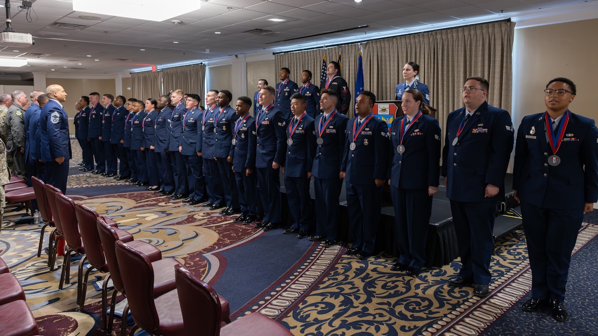 Service members standing in a line
