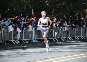 A man runs on the street