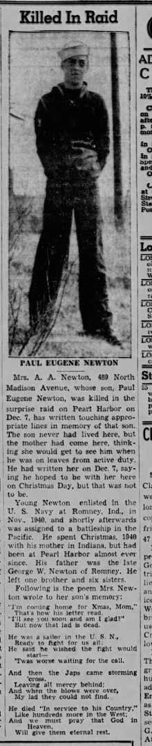 U.S. Navy Seaman 1st Class Paul E. Newton