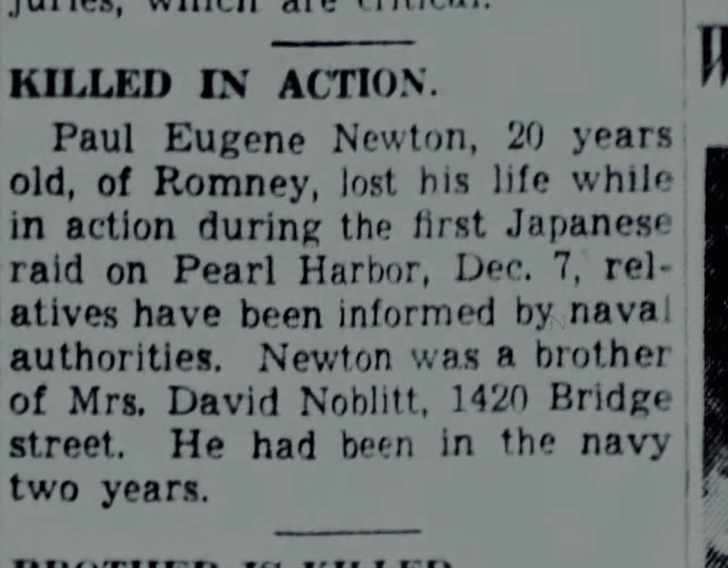 U.S. Navy Seaman 1st Class Paul E. Newton