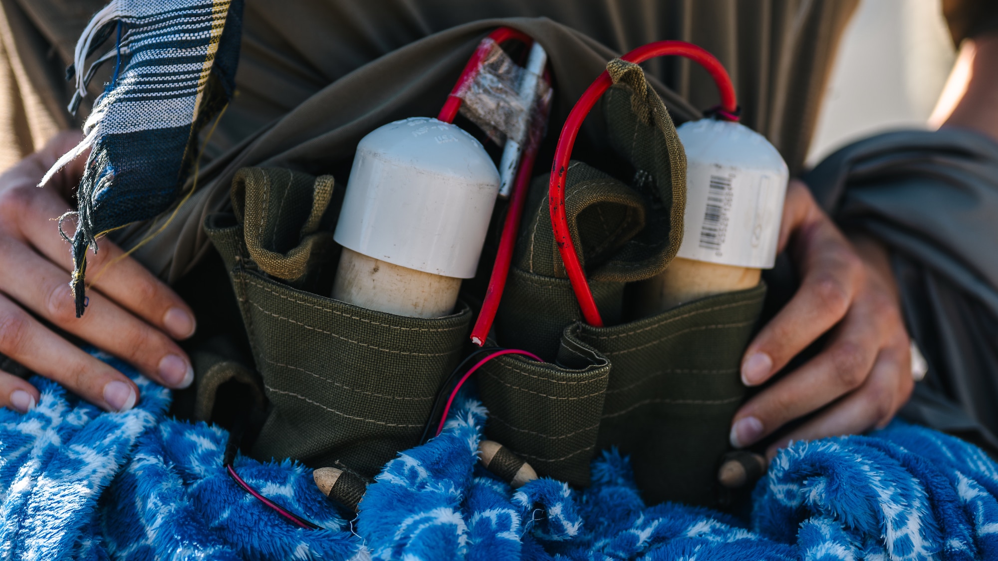 A simulated improvised explosive device is shown