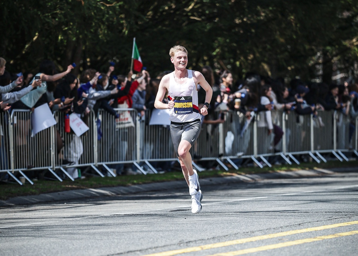 A man runs on the street