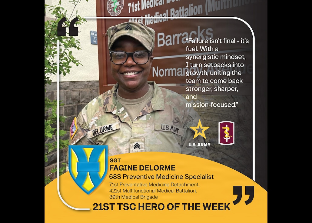 Meet Sgt. Fagine Delorme, a 68S Preventive Medicine Specialist with the 71st Preventative Medicine Detachment, 421st Multifunctional Medical Battalion, 30th Medical Brigade.