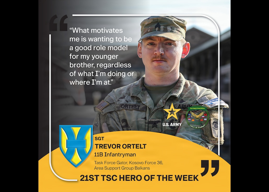 Meet Sgt. Trevor Ortelt, an 11B Infantryman with Task Force Gator, Kosovo Force 36, Area Support Group Balkans.