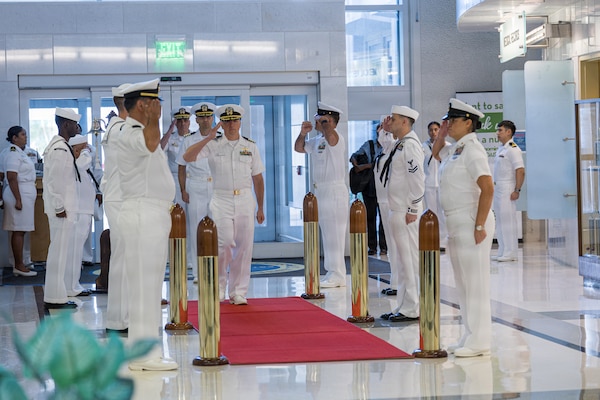 AGANA HEIGHTS (March 27, 2026) – U.S. Navy Medicine Readiness and Training Command (USNMRTC) Guam Commanding Officer Capt. Joel M. Schofer officially transitioned leadership to Capt. James G. Demitrack during a change of command ceremony, March 27. Rear Adm. Kevin J. Brown, commander, Naval Medical Forces Pacific, and director, Defense Health Network Pacific Rim, was the presiding officer at the ceremony, which also marked the transfer of authority from Schofer as the director of U.S. Naval Hospital (USNH) Guam to Demitrack.