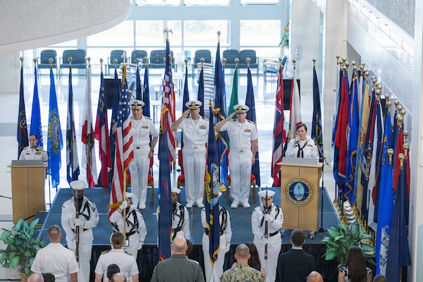 AGANA HEIGHTS (March 27, 2026) – U.S. Navy Medicine Readiness and Training Command (USNMRTC) Guam Commanding Officer Capt. Joel M. Schofer officially transitioned leadership to Capt. James G. Demitrack during a change of command ceremony, March 27. Rear Adm. Kevin J. Brown, commander, Naval Medical Forces Pacific, and director, Defense Health Network Pacific Rim, was the presiding officer at the ceremony, which also marked the transfer of authority from Schofer as the director of U.S. Naval Hospital (USNH) Guam to Demitrack.