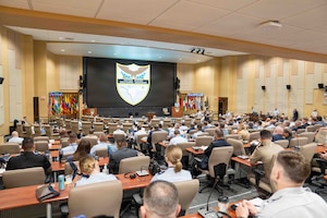 Gen. Francis L. Donovan, commander of U.S. Southern Command (SOUTHCOM), addresses attendees of the Space Conference of the Americas 2026 at SOUTHCOM headquarters in Doral, Florida, April 28, 2026. SOUTHCOM is hosting the conference April 28-30, 2026, bringing together senior leaders, space agencies, industry experts, and academic partners from across the Western Hemisphere to advance regional cooperation in space. (Photo by Tech. Sgt. Paul Cook)