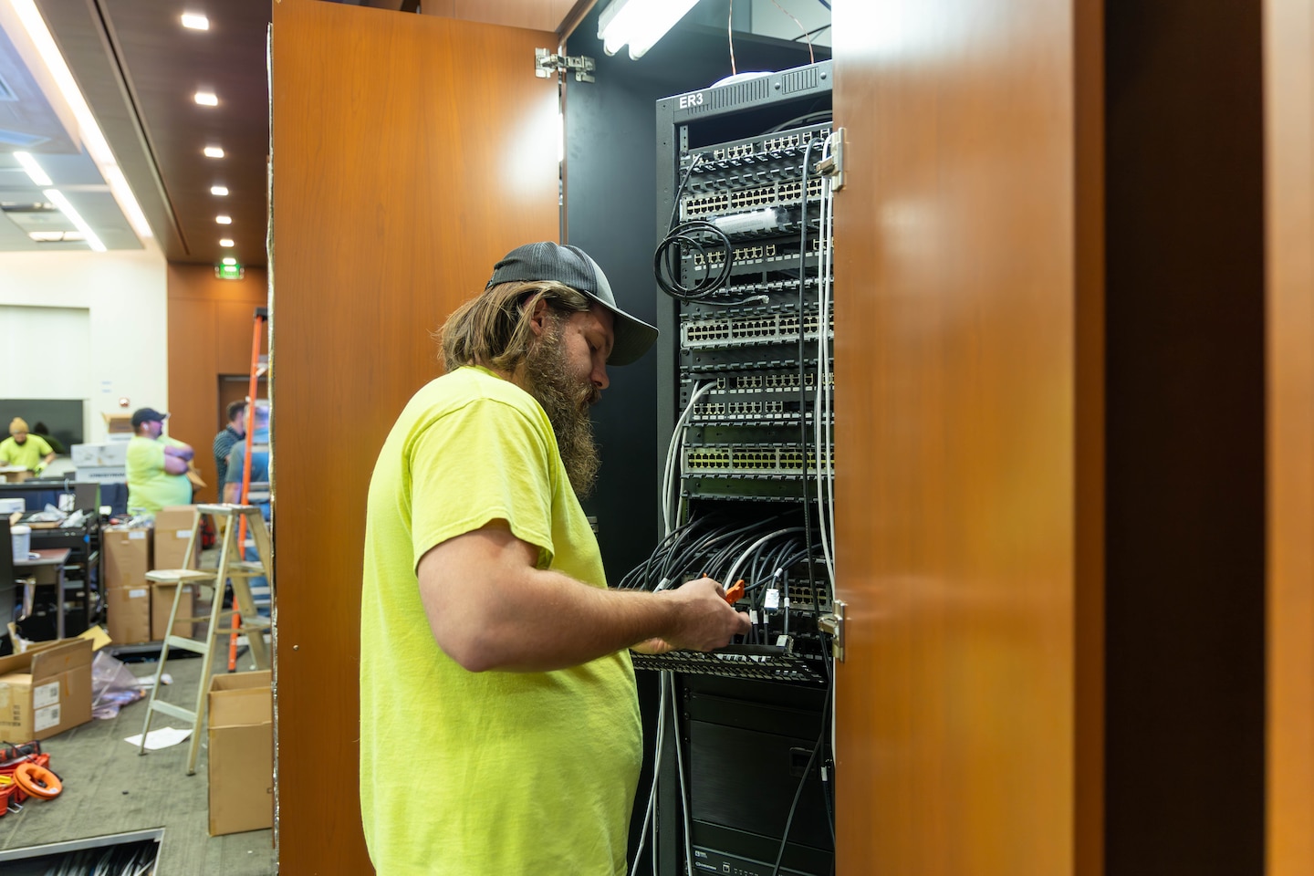 Man working on electronics.