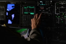 person pressing button