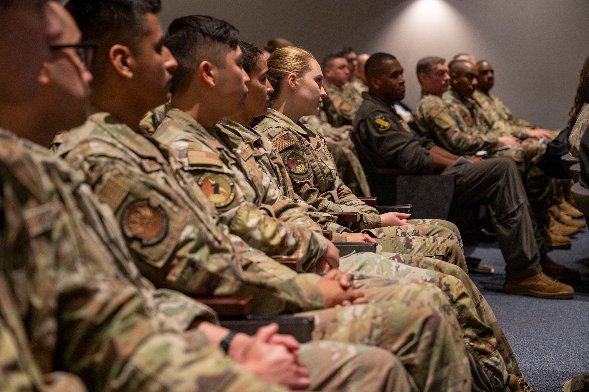 U.S. Air Force Airmen attend a mission transfer ceremony as the 690th Intelligence Support Squadron merged with the 794th Communications Squadron on Joint Base Anacostia-Bolling, Washington, D.C., May 1, 2026. Members from both units formed a new flight, the 794th Cyber Protection Squadron, to provide increased technological capabilities for the National Capital Region. (U.S. Air Force photo by Senior Airman Shanel Toussaint)