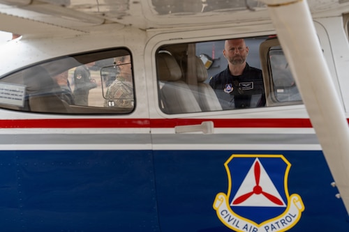 A Civil Air Patrol aircraft is displayed during an Airpower demonstration for National Security Forum and Gathering of Eagles attendees at Maxwell Air Force Base, Alabama, May 6, 2026.