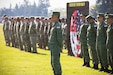 U.S. Soldiers with the Washington National Guard and members of the Singaporean Armed Forces form together for the opening ceremony for Exercise Tiger Balm 2026 at Joint Base Lewis-McChord, Washington, May 4, 2026.