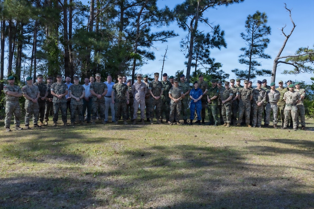 U.S. Marines and NATO allies support Joint Forces Command-Norfolk during a planning conference hosted aboard Marine Corps Base Camp Lejeune, North Carolina, May 5, 2026. Strategic collaboration among allies and partners ensures that the joint force remains fully equipped to operate seamlessly in any operational environment. (U.S. Marine Corps photo by Lance Cpl. Dorian Melrath)