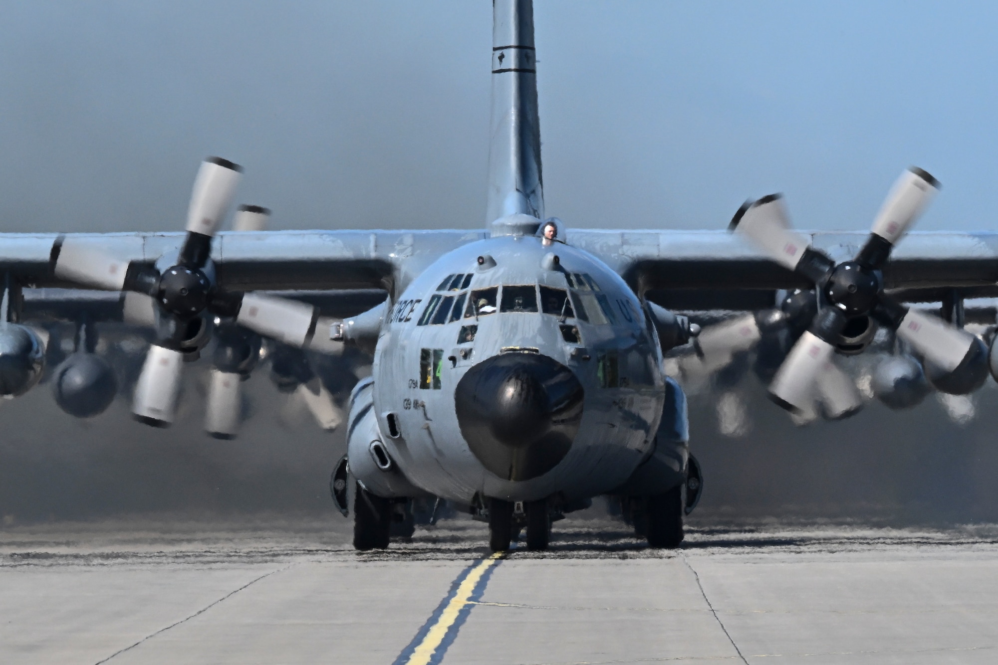 C-130H Hercules aircraft assigned to the 139th Airlift Wing, conduct an elephant walk during Rodeo Day in support of Hussar Saber 26-1.