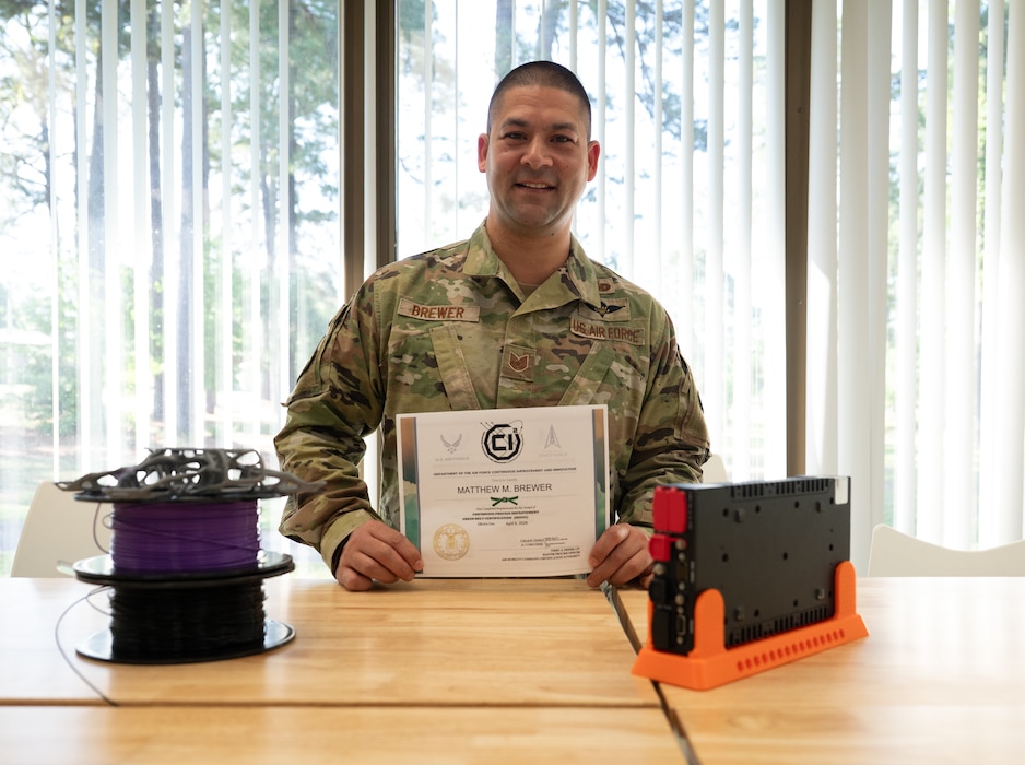 An Airman poses for a photo