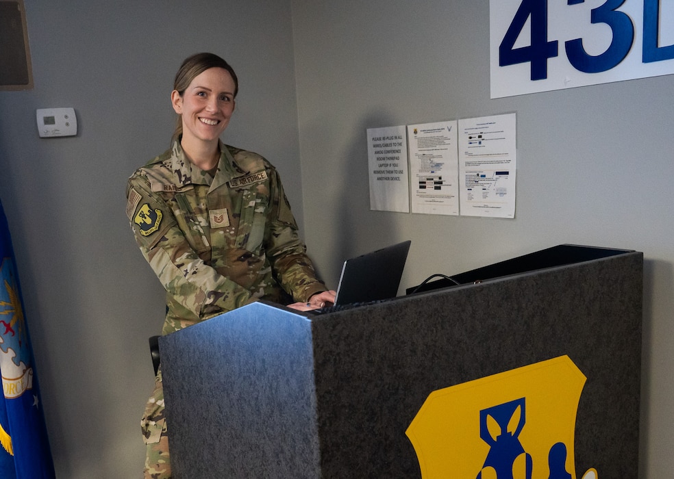 An Airman poses for a photo