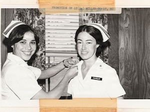 A historical photo of a nurse serving aboard Naval Hospital Cherry Point between 1968 and 1979.  Since it’s founding in 1968 and subsequent transition to health clinic in 2007, nurses aboard the facility have played a critical role in the readiness of Marines and Sailors serving aboard Marine Corps Air Station Cherry Point.