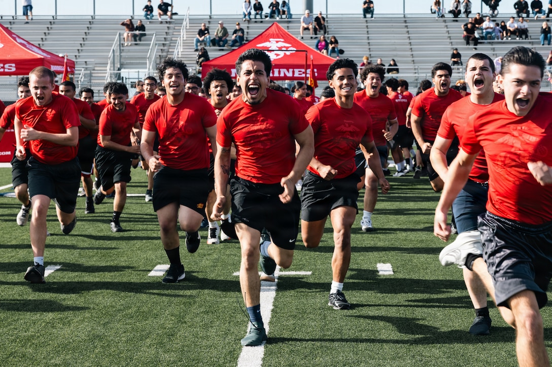 The annual pool function is an opportunity for future Marines to build camaraderie, strengthen their commitment to the Marine Corps, and prepare for recruit training by competing in athletic competitions and receiving military related periods of instruction.