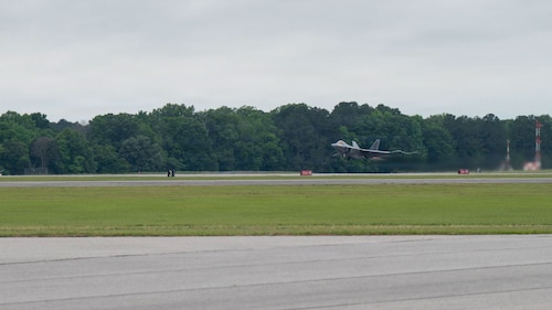 The F-22 Demonstration Team performs during a demonstration for Gathering of Eagles and National Security Forum participants at Maxwell Air Force Base, Alabama, May 6, 2026.