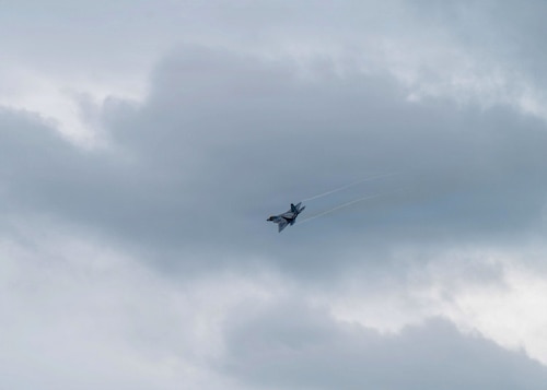 The F-22 Demonstration Team performs during a demonstration for Gathering of Eagles and National Security Forum participants at Maxwell Air Force Base, Alabama, May 6, 2026.