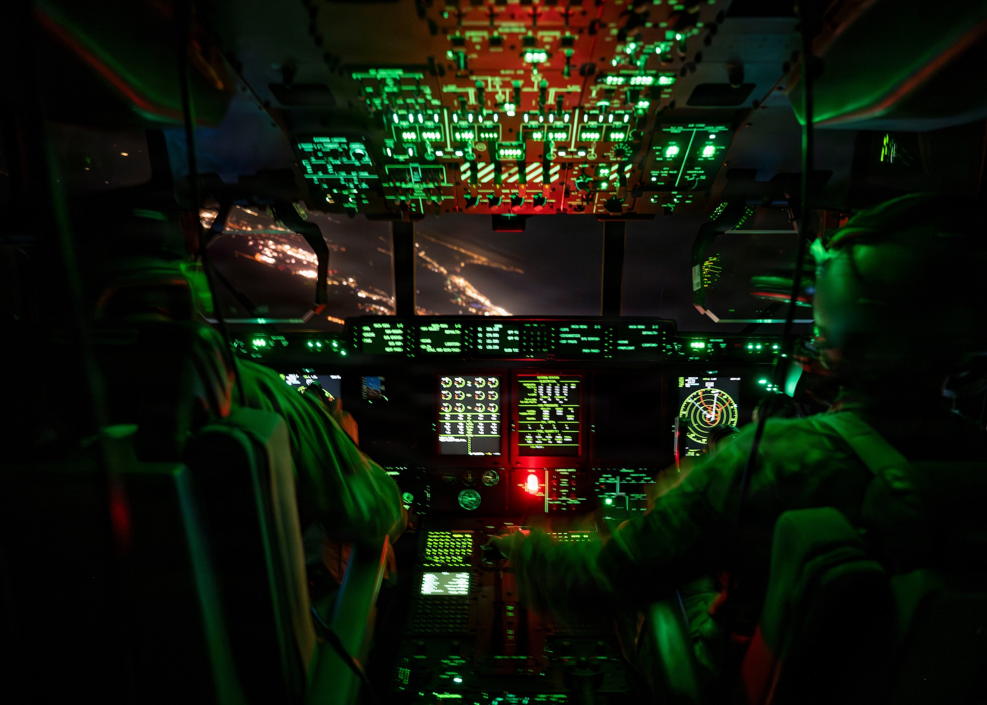 AC-130J Ghostrider pilots assigned to the 1st Special Operations Wing perform a defensive maneuver during exercis