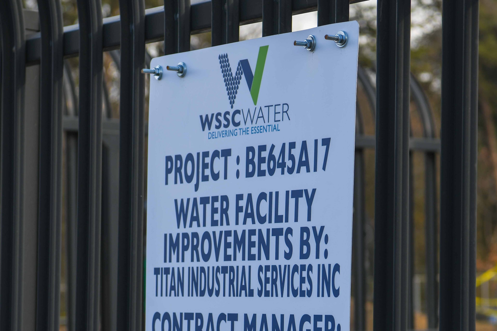 A sign indicates the ongoing renovations made to a Prince George’s County water tower.