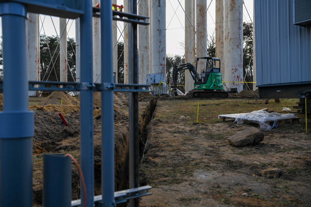 A Prince George’s County water tower undergoes renovations.
