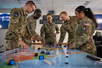 U.S. Space Force Guardians assigned to Space Delta 5 conduct military planning