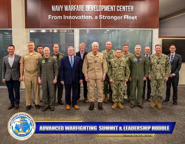 Forging the future of maritime dominance — Leaders gather for a group photo at the Advanced Warfighting Summit & Leadership Huddle (March 24 – 25, 2026) to drive innovation, enhance collaboration, and advance integrated warfighting readiness and innovation.