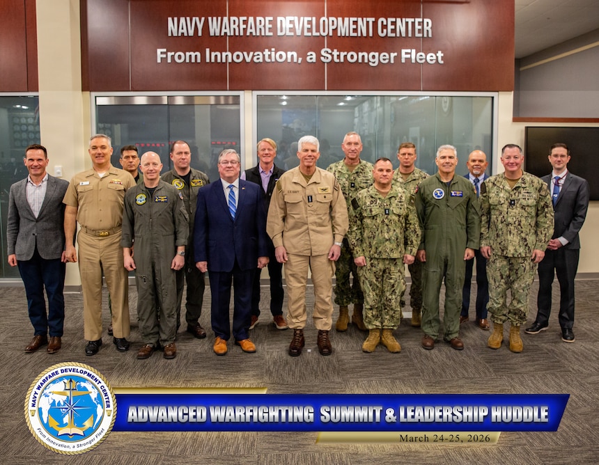 Forging the future of maritime dominance — Leaders gather for a group photo at the Advanced Warfighting Summit & Leadership Huddle (March 24 – 25, 2026) to drive innovation, enhance collaboration, and advance integrated warfighting readiness and innovation.
