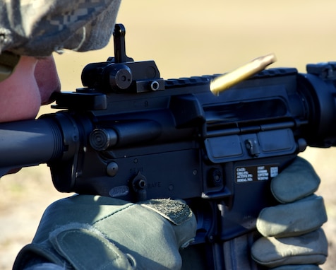 Georgia Army National Guard Spc. Tyler Hawkins of the Augusta-based 1148th Transportation Company engages targets during individual weapons qualification at Fort Stewart.