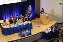 Students compete during the bracket-style “Countdown Round” during the 15th annual Carderock Math Contest (CMC) at Naval Surface Warfare Center, Carderock Division