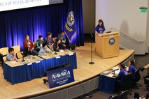 Students compete during the bracket-style “Countdown Round” during the 15th annual Carderock Math Contest (CMC) at Naval Surface Warfare Center, Carderock Division