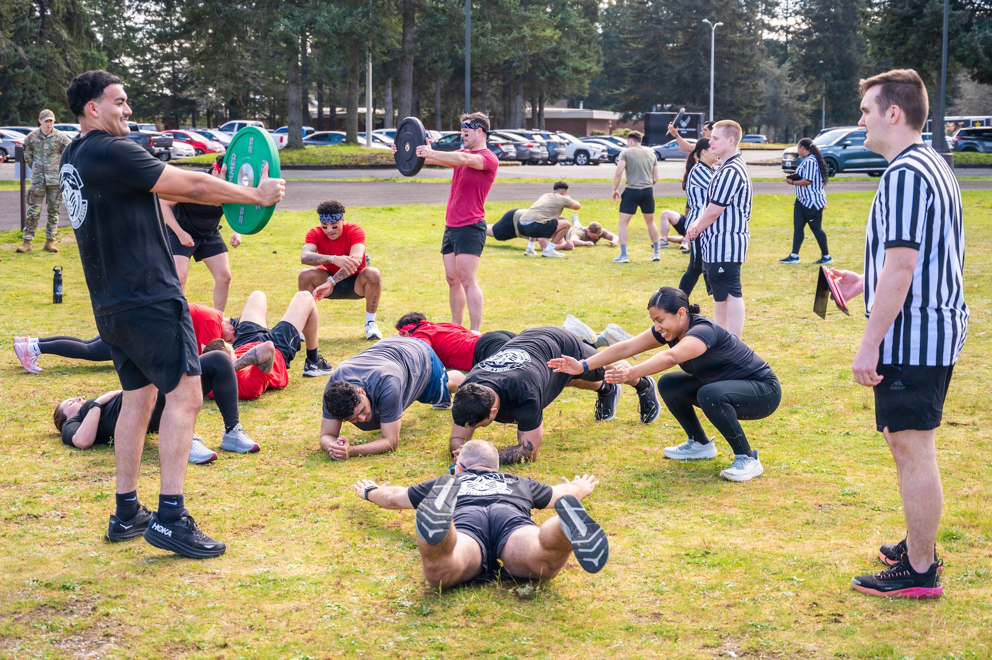 Julius A. Kolb Airman Leadership School Commandant’s Crucible participants engage in “The Hold” event at Joint Base Lewis-McChord, Washington, April 7, 2026.