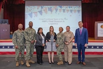 260504-N-KC192-1056 PORTSMOUTH, Va. (May 4, 2026) Sailors and staff with Naval Medical Forces Atlantic N42 Fleet Support and Logistics Team are presented the Cross-Functional Team of the Year Award by Dr. Michael McGinnis, Bureau of Medicine and Surgery (BUMED) executive director, during the 2026 Medical Logistics Symposium held on board Naval Medical Center Portsmouth, May 4, 2026. The team was recognized for driving logistics innovation and standardization, improving the delivery, accountability and readiness of medical materiel supporting deployed forces. The Navy Medicine Logistics Symposium aims to maintain a common operating picture and update the Medical Logistics community regarding the fiscal year 2026 Navy Medicine Campaign Order and the Navy MEDLOG goal to build a logistics system that delivers ready operational units to support the Naval Strategy. (U.S. Navy photo by Mass Communication Specialist Second Class Levi Decker)