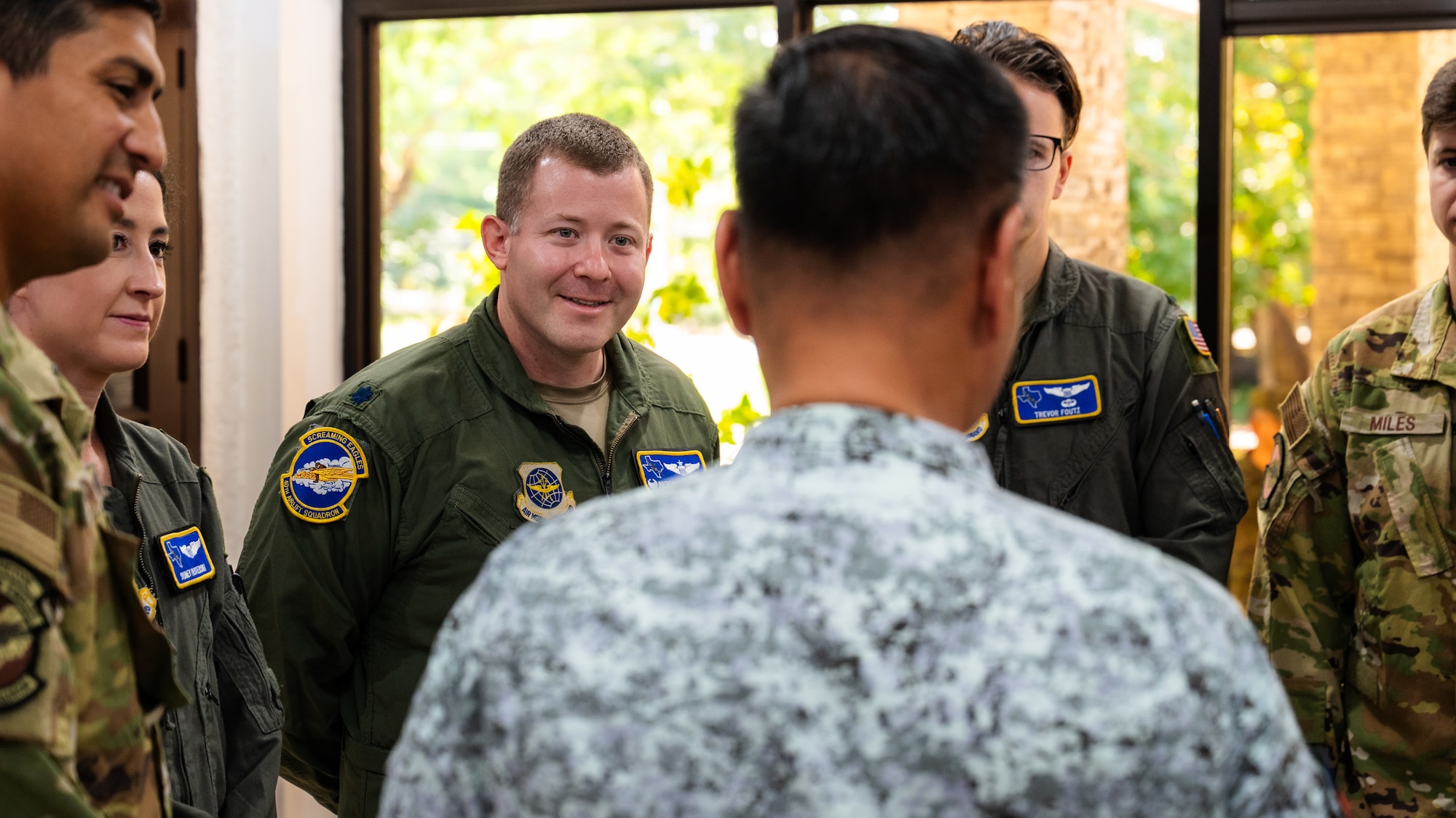 U.S. Air Force Lt. Col. Brenden Wier, center left, commander of the 40th Airlift Squadron, speaks with Philippine Air Force Lt. Gen. Aristotle Gonzalez, commander of Northern Luzon Command, prior to an awards ceremony during Exercise Balikatan 2026 at Camp General Servillano A. Aquino, Philippines, May 5, 2026. Balikatan is a longstanding annual exercise between the Armed Forces of the Philippines and U.S. military that represents the strength of our alliance, improves our capable combined force, and demonstrates our commitment to regional peace and prosperity. (U.S. Air Force photo by Senior Airman Jade M. Caldwell)