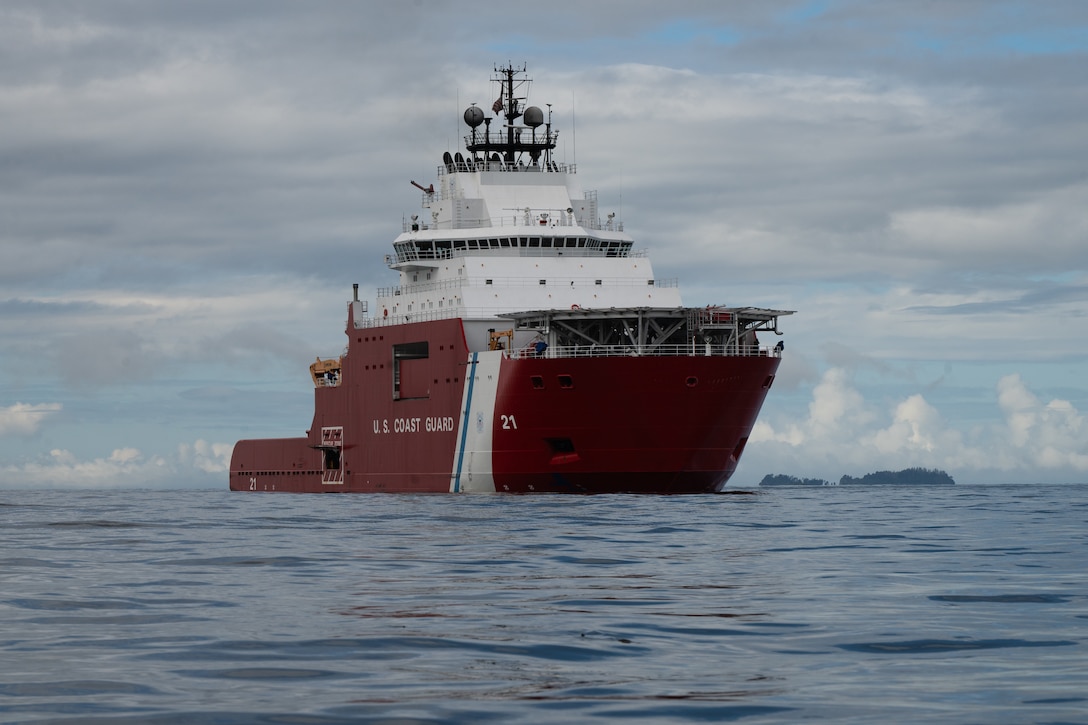 The U.S. Coast Guard Cutter Storis transits in the vicinity of Sitka, Alaska on Aug. 3, 2025. The Storis was acquired by the Coast Guard on Dec. 20, 2024, becoming the first polar icebreaker added to the fleet in 25 years. (U.S. Coast Guard photo by Petty Officer 3rd Class Ashly Murphy)