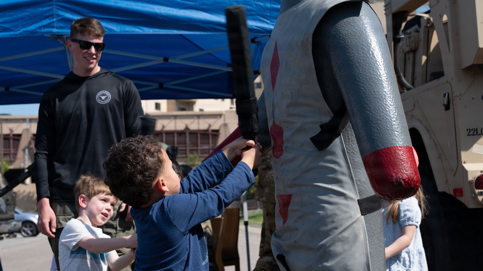 Children play during Police Week at Osan Air Base, Republic of Korea, May 5, 2026. The displays provided insight into the capabilities Defenders rely on to protect the installation. (U.S. Air Force photo by Senior Airman Rome Bowermaster)