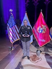 Maj. Erika B. Page, an emergency medicine physician assigned to the 158th Maneuver Enhancement Brigade, Arizona Army National Guard, presents her award as the U.S. Army Honoree of the 2026 Hero of Military Medicine Award, sponsored by the Henry M. Jackson Foundation, during the awards ceremony on May 7, 2026, at the National Cathedral in Washington D.C.