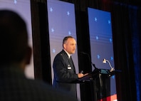 U.S. Air Force Col. Jesse Lamarand gives remarks during the Nuclear Triad Symposium.